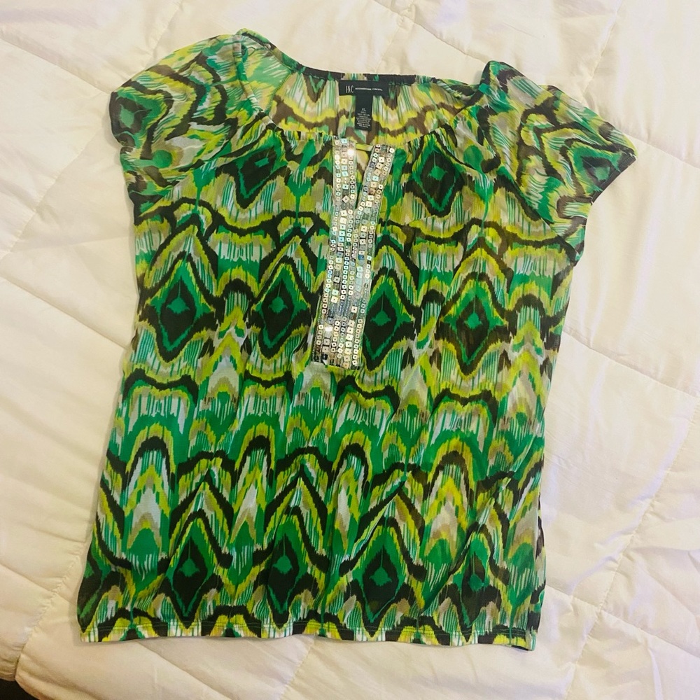 INC green blouse